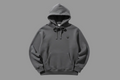 Gray hoodie with a brand logo on a white background